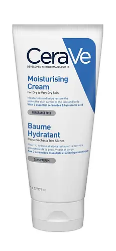 CeraVe Moisturising Cream Tube with Hyaluronic Acid and 3 Essential Ceramides for Dry to Very Dry Skin 177ml